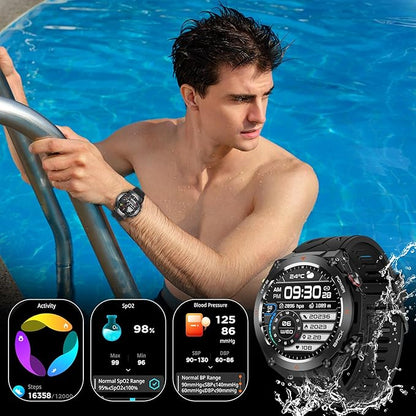 Military Smart Watch with GPS, Pressure/Altitude/Compass, Rugged Smartwatch for Men with 650mAh Extra-Large Battery, Answer/Make Call, 100+ Sports Mode, Metal Body Fitness Tracker for Android iOS