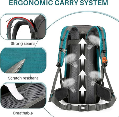 OKYUK 70L Hiking Backpack, Camping Hiking Back Pack, Water Resistant Lightweight Mountain Climbing Bag, Outdoor Camping Sport Daypack with Rain Cover, for Travel, Touring, Cycling (Green, 70L)
