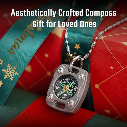 MecArmy CMP/CMP2 Mini Compass- Meaningful Graduation Birthday Gifts for Men Women, EDC Titanium/Brass/Copper Pocket Compass for Hiking SurvivaI, IPX5 Waterproof, Glow in The Dark, Necklace Pendant