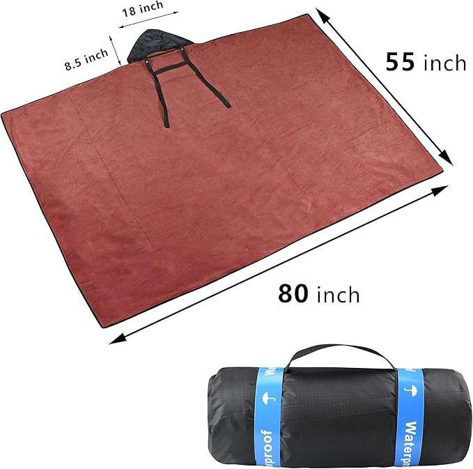 Catalonia Waterproof Blanket for Outdoor, Hooded Blanket Poncho, Windproof, Warm for Stadium,Sporting Events, Camping