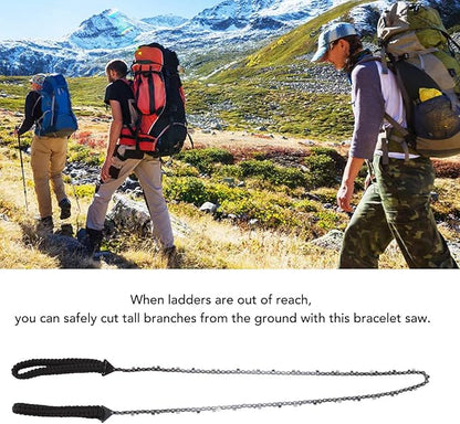 High Limb Rope Saw 48 In, Rope Chain Saw with Black Paracord, 64 Links, 3/8 Inch Cutter Chain, Folding Pocket Chainsaw for Wood-Cutting, Camping and Field Survival Gear