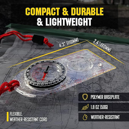 M-Tac Orienteering Compass for Map Reading - Baseplate Compass Survival Hiking Hunting Navigation