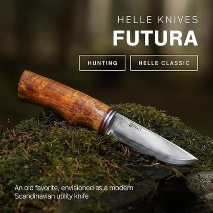 HELLE Knives - Futura - Fixed Blade - Classic Knife - Birch Wood Handle - H3LS Stainless Steel - Made in Norway