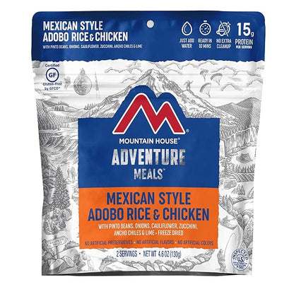 Mountain House Mexican Style Adobo Rice & Chicken | Freeze Dried Backpacking & Camping Food | 2-Servings | Gluten-Free & Lasagna with Meat Sauce | Freeze Dried Backpacking & Camping Food |2 Servings