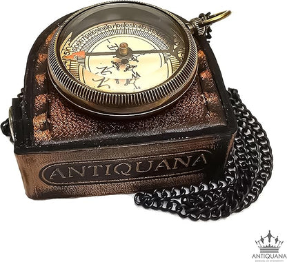 to My Grand Son Engraved Compass with Authentic Leather Case Brass Compass Directional Compass, Baptism Gifts for Boys & Girls, First Communion (BLC3)