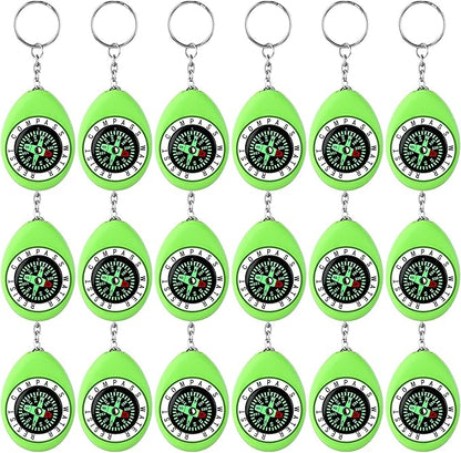 Janinka 18 Pcs Small Keychain Compass for Kids Mini Pocket Survival Compass Bulk for Outdoor Hiking Camping Hunting Climbing