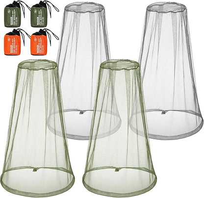 HESTYA 4 Pack Mosquito Net Face Mesh Net Protecting Net for Outdoor Hiking Camping Climbing Mosquito Fly Insects Preventing