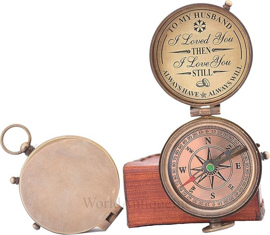 Engraved Compass, Gift for Husband,Anniversary,Wedding Gift for Him, Long Distance Boyfriend Gift, Fiance Gift I Miss You Long Distance Relationship Gift Boyfriend Gift