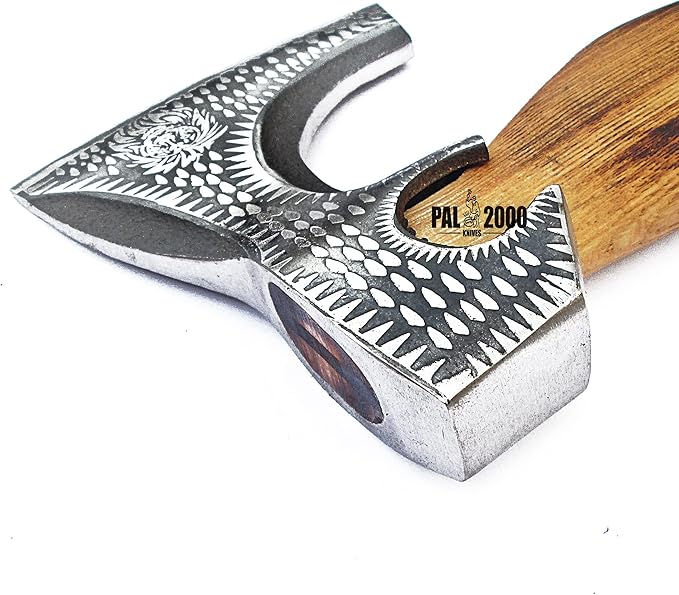 AX-9971 Custom Handmade Viking Hatchet Axe Carbon Steel Head Bearded Camping Tomahawk Battle Ax with Sheath