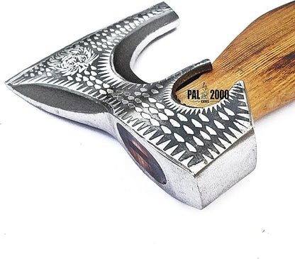AX-9971 Custom Handmade Viking Hatchet Axe Carbon Steel Head Bearded Camping Tomahawk Battle Ax with Sheath