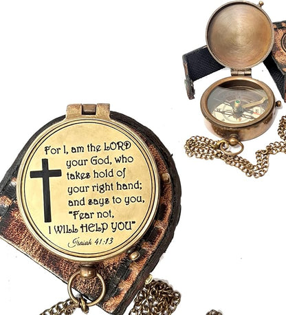 Brass Nautical - Brass Compass Engraved Gift for Son, Grandson, Daughter, Baptism, Confirmation Communion Godson Church Graduation Day