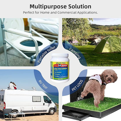 LaSyL Super Absorbent Powder - 50/100/200 use, Solidify & Gel Urine in 1 Min, Deodorizer - Easy to Port Waste Liquid - for Camping Portable Toilet, Urinals, Bedside Commodes, Pet Potty etc
