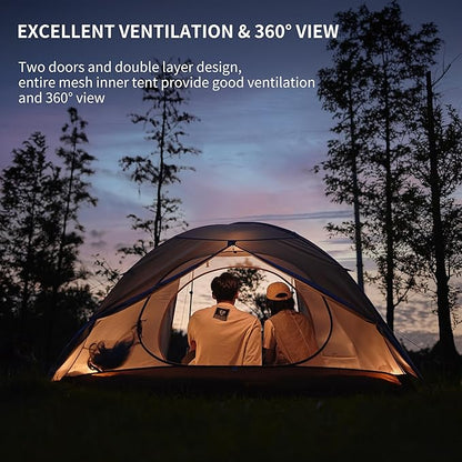 Naturehike Cloud River 2 Person 3 Person Backpacking Tent, Waterproof 2 Person 3 Person Tents for Camping, Double Layer Camping Tent