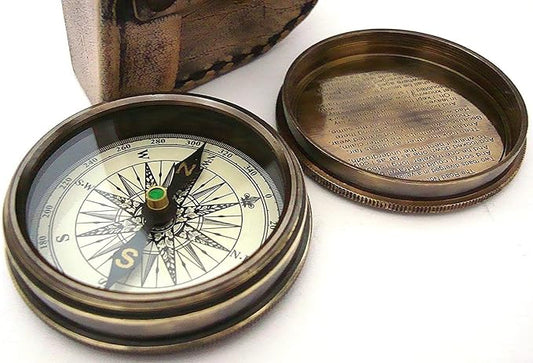 Robert Frost Poem Compass-Pocket Compass w Leather Case Rustic Vintage Home Decor Gifts
