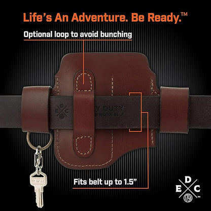 Multitool Sheath, Leather EDC Organizer, Belt Pouch Fits Multitool, Knife, Pen, Keys - Compatible with Heavy Duty Leatherman, Gerber, SOG Multitools