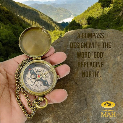 Bible Verse Brass Compass – “Be Strong and Courageous” (Joshua 1:9) | Christian Gift for Graduation, Baptism, Confirmation – Religious Keepsake for Boys, Girls, Teens, Men, Pastors & Church Events