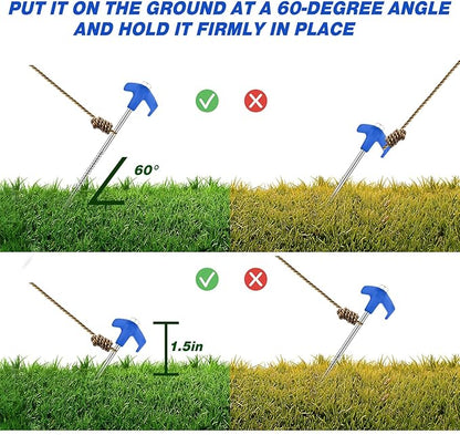 Hicarer 12 Inch Tent Stakes Screw in Camping Stakes Heavy Duty Metal Stake Ground Anchor Peg Threaded Tent Spikes with Hex Head Driver for Camping Garden Inflatable