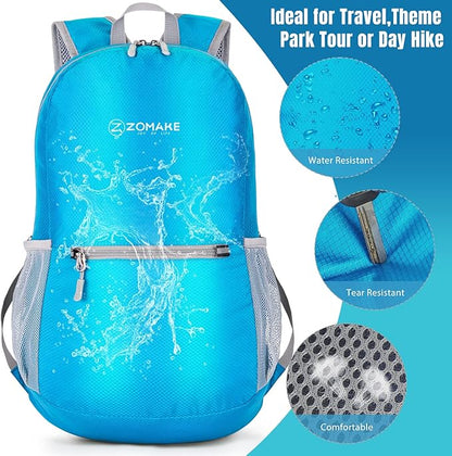 ZOMAKE Ultra Lightweight Hiking Backpack 20L, Packable Small Backpacks Water Resistant Daypack for Women Men(Light Blue)