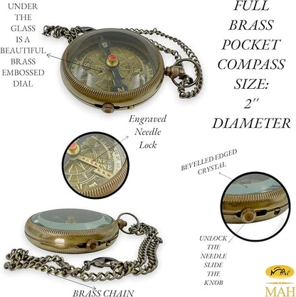 Handmade Scout Compass with Engraved Oath – Solid Brass, Perfect Motivational & Inspirational Gift for Boys, Teenagers & Scouts, Adventure Compass for Hiking, Camping & Outdoor Lovers