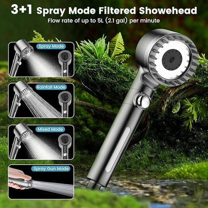 Upgrade Portable Camping Shower, 6000mAh Rechargeable Electric Shower Pump with 18 Stage Filtered Shower Head, Smart Digital Display, Outdoor Camp Shower for Camping, Hiking, RV Travel