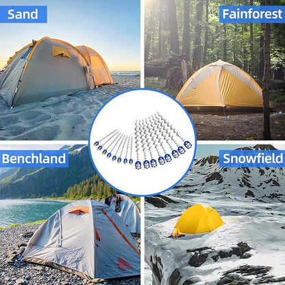 Homeon Wheels Camping Ground Anchors Aluminum Screw Heavy Duty Metal Non-Rust Cast Tent Anchors for Securing Animals, Tent, Canopies, Sheds, Swing Sets, Car Ports, Trampoline 11.81in+7.87in