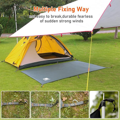 HIKEMAN Waterproof Tent Footprint Camping Tarp - Ultralight Tent Floor Saver,Multifunctional Tents Ground Sheet Mat with 4 Tent Stakes for Camping,Picnic,Hiking,Backpacking,Hammock,Beach