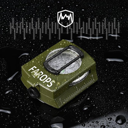 Military Lensatic Sighting Compass Survival with Carrying Bag, Compass for Hiking,Waterproof and Shakeproof, Army Green