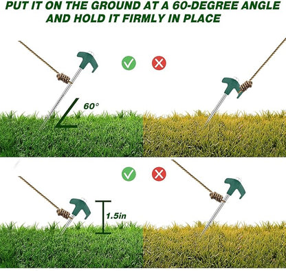 Hicarer 12 Inch Tent Stakes Screw in Camping Stakes Heavy Duty Metal Stake Ground Anchor Peg Threaded Tent Spikes with Hex Head Driver for Camping Garden Inflatable