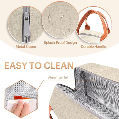 Lunch Bag for Women & Men Adult Insulated Lunch Box, Small Leakproof Cooler Food Lunch Containers Reusable High Capacity Lunch Tote Bags for Work, Travel, Outdoor (Beige)