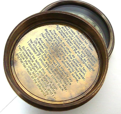 Robert Frost Poem Compass-Pocket Compass w Leather Case Rustic Vintage Home Decor Gifts