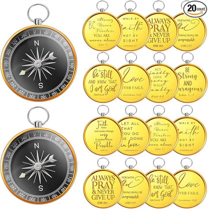 Fumete Christian Gift Compasses Hiking Scripture Religious Bible Vintage Church Sunday School Gift for Student Teacher