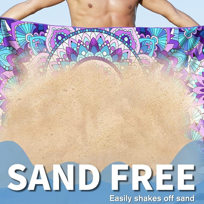 Sand Proof Microfiber Beach Towels Adult –Quick Fast Dry Beach Oversized Accessories for Travel Swim Pool Yoga Camping Blanket Essentials Lightweight Must Haves Items Women Gifts