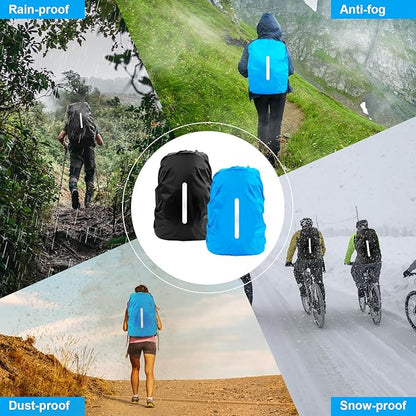 LAMA 2pcs Waterproof Rain Cover for Backpack, Reflective Rainproof Protector for Anti-dust and Anti-Theft S 18L-25L Black Blue