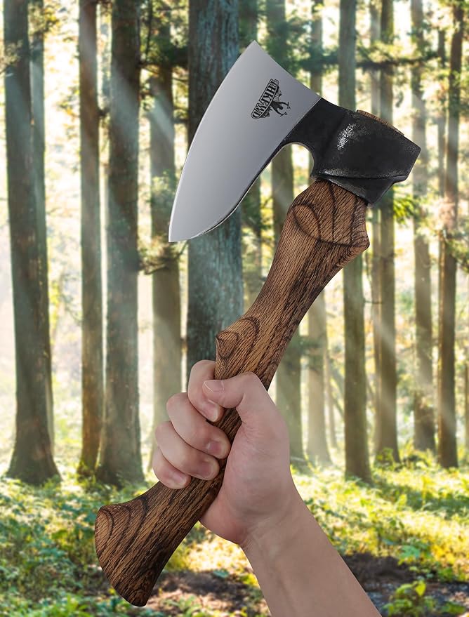 Camping Axes and Hatchets - 14" Forged Carving Axe with Leather Sheath, Survival Hatchet Splitting Axe for Chopping Camping Survival