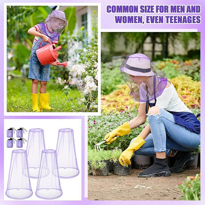 HESTYA 4 Pack Mosquito Net Mesh for Head Face Neck Fly Netting Hood from Bugs Gnats No See Net with Carry Bags for Outdoor