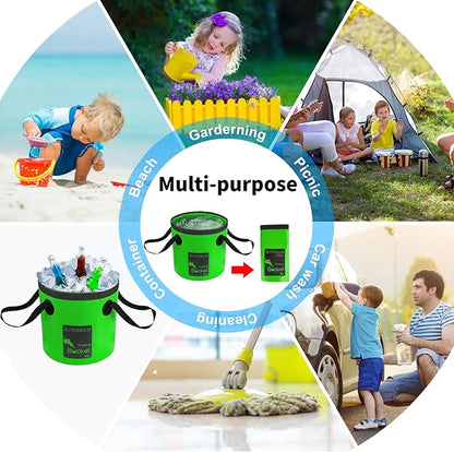 AUTODECO 2 Pack Collapsible Bucket 5 Gallon Container Folding Water Bucket Portable Wash Basin for Outdoor Travelling Camping Fishing Gardening Car Washing 20L