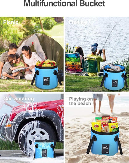 Luxtude Collapsible Bucket with Handle, 5 Gallon(20L), Portable & Ultra Lightweight Outdoor Basin Bucket, Folding Bucket for Fishing, Camping, Hiking