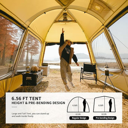 Naturehike Dune Hot Tent with Stove Jack,Double Layer 4 Season Tent,Waterproof 2-3 Person Tents for Camping