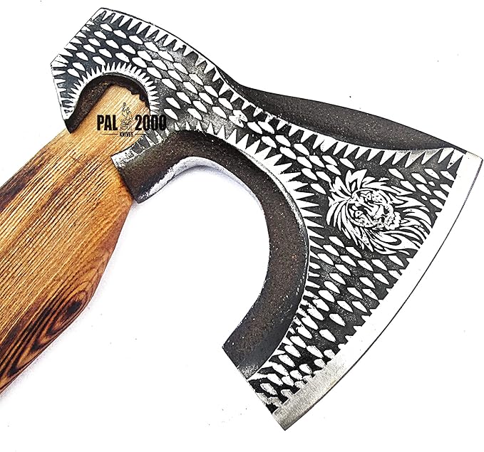 AX-9971 Custom Handmade Viking Hatchet Axe Carbon Steel Head Bearded Camping Tomahawk Battle Ax with Sheath