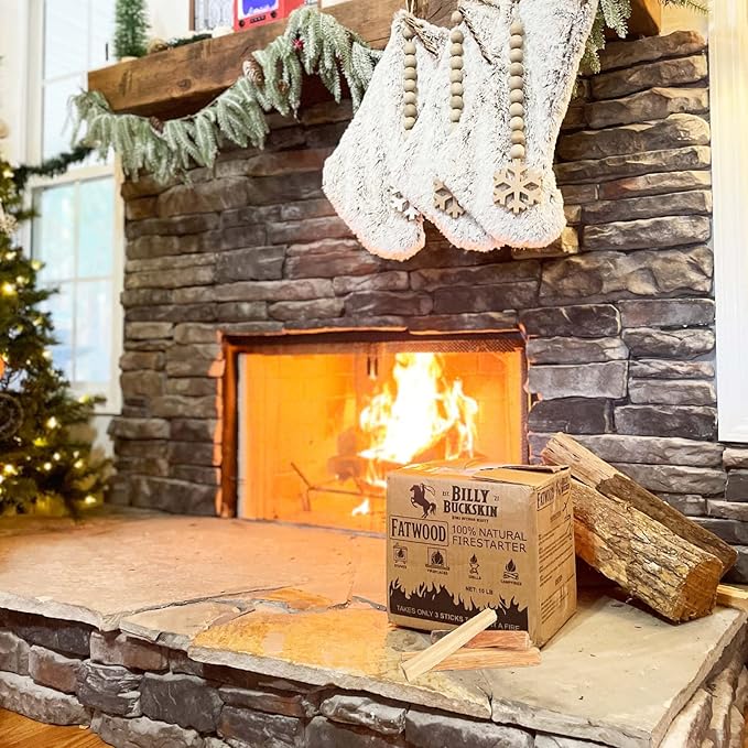 Billy Buckskin 10 lbs. Fatwood Fire Starter Sticks Camping Essentials | Great Fire Logs and Fire Starters for Campfires, Wood Stoves, Fireplaces, Bonfires | Start a Fire with 2 Sticks | 10 lb Box