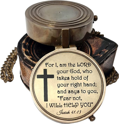 Brass Nautical - Brass Compass Engraved Gift for Son, Grandson, Daughter, Baptism, Confirmation Communion Godson Church Graduation Day