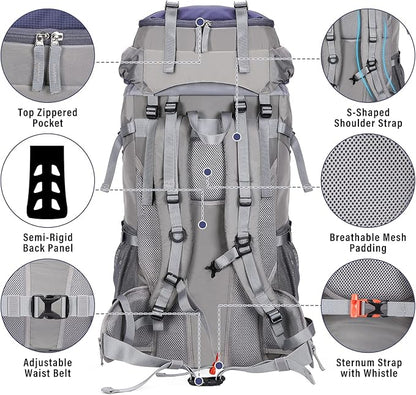 HOMIEE 50L Hiking Backpack Travel Bag Waterproof Camping Backpack with Rain Cover Lightweight Backpacking Backpack Rucksack
