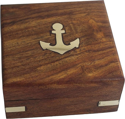 OCEAN REPLICAS Brass Antique Finish Engraved Quote Compass