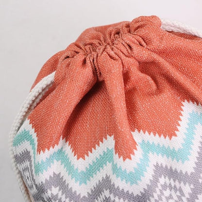 Drawstring Backpack Bohemia Style String Bag Canvas Beach Sport Daypack
