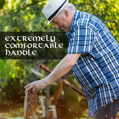 Steel Axe | Ragnar Axe | Camping Axe | Best Gift for him | Brown Wrapped Handle with Leather Sheath