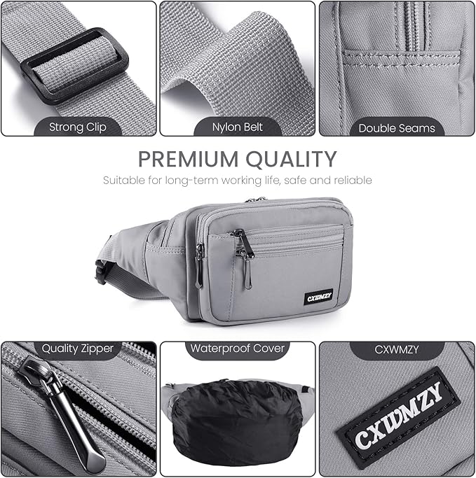 CXWMZY Fanny Packs For Women & Men Waist Pack Hip Bum Bag with Multi-Pockets Large Capacity Waterproof Casual Bum Bag for Disney Traveling Casual Cycling Running Hiking