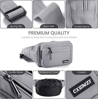 CXWMZY Fanny Packs For Women & Men Waist Pack Hip Bum Bag with Multi-Pockets Large Capacity Waterproof Casual Bum Bag for Disney Traveling Casual Cycling Running Hiking