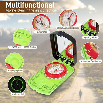 Sportneer Compass Hiking Survival Compass with Mirror Orienteering Compass Boy Scout Compass for Kids Gifts Hiking Camping Backpacking Map Navigation