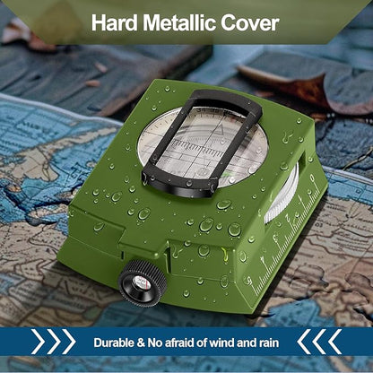 Compass Hiking Survival Military Grade for Hiking, Camping, Map Navigation, Showjockey Waterproof Lensatic Tactical Survival Compass with Pouch & Lanyard, Lightweight