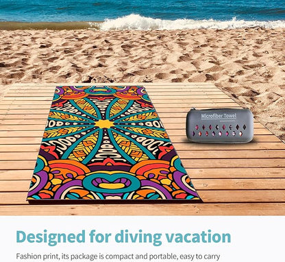 Hiturbo Microfiber Beach Towel,(71"x35") Oversized Sand Free Travel Towels Fast Drying Swimming Towel, Lightweight Compact Camping Towel Super Absorbent Pool Towel